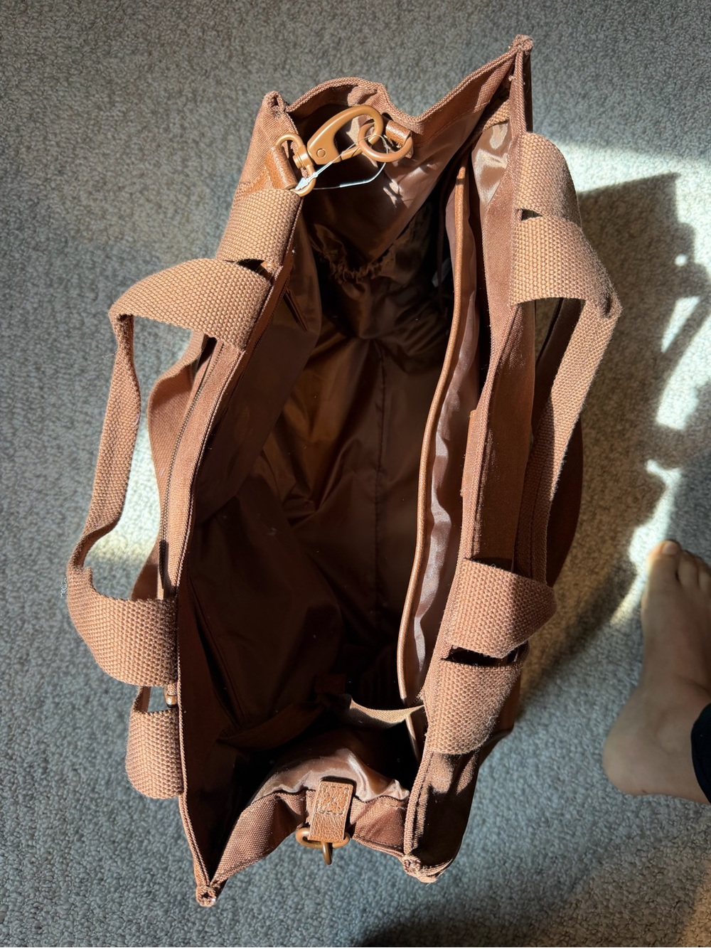 BEIS Brown Laptop Tote Bag with Front Zip Pocket - Maple - Picture 3 of 5